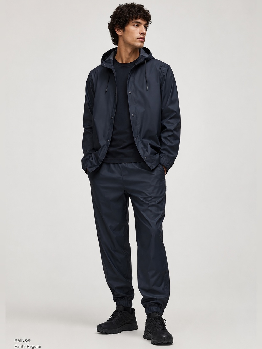 Rains Men’s Waterproof Drawstring Rain Pants Navy XS Matte Shell